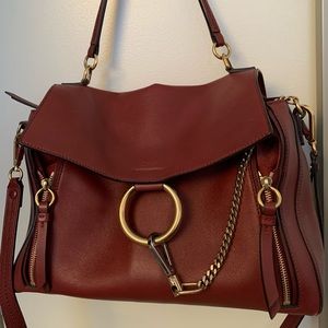 Chloe Faye medium size shoulder bag. Burgundy leather. Beautiful shape.